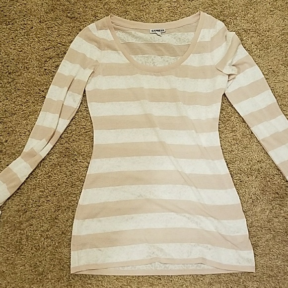 Express Tops - ⬇️EUC-EXPRESS lace striped shirt beige tan. Size S